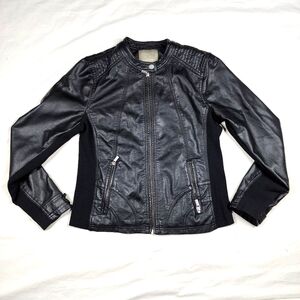 Moto Faux Leather Jacket Maurices, Medium, Black, Ribbed, Fitted Ribcage